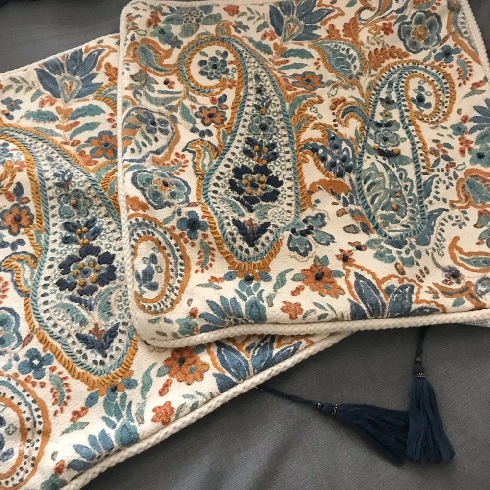 Envogue Embroidered Accent Pillow Shams in Blue and Orange